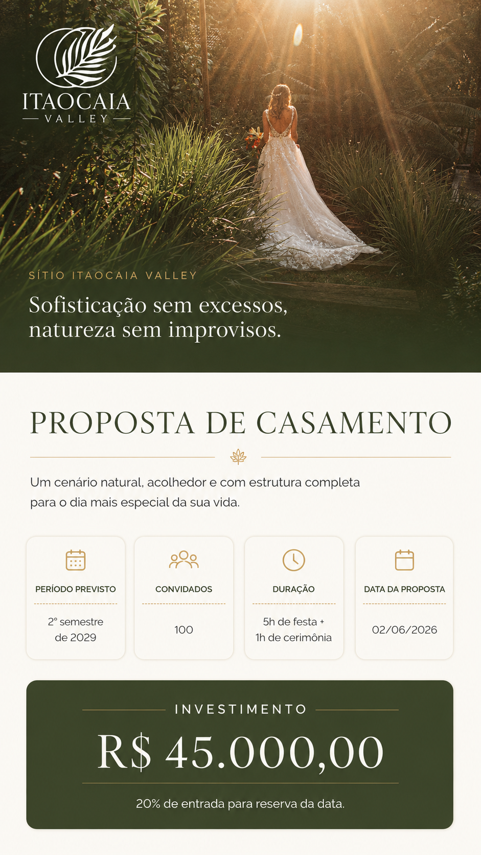 Página 1 do material aprovado: Capa e investimento